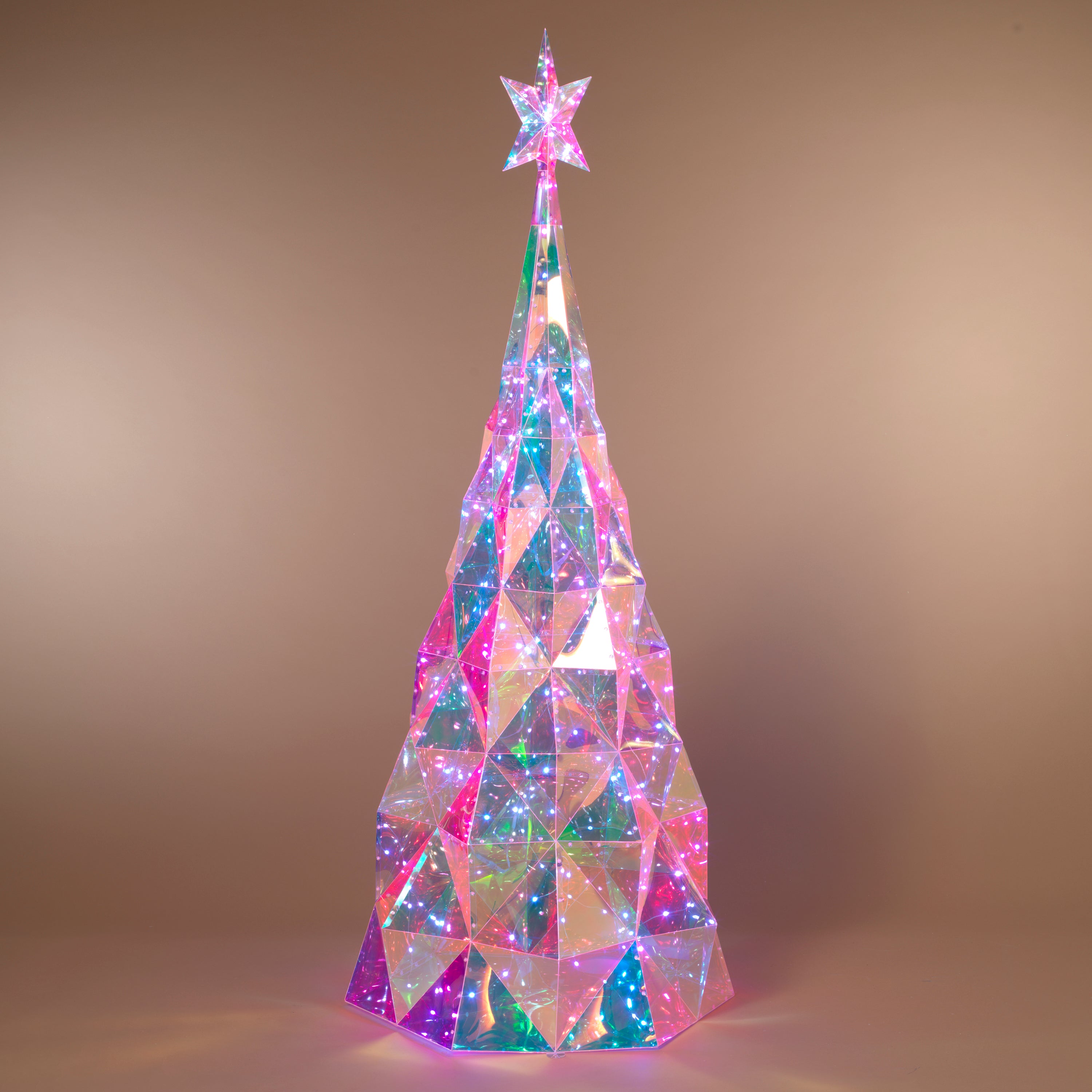 Lighted 65.75 in H USB Electric RGB Lighted Holographic Holiday Tree